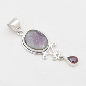Watermelon Tourmaline Silver Pendants