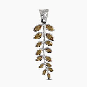 Citrine Leaf Design Silver Pendants