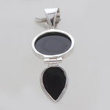 Checker Cut Black Onyx Silver Pendants