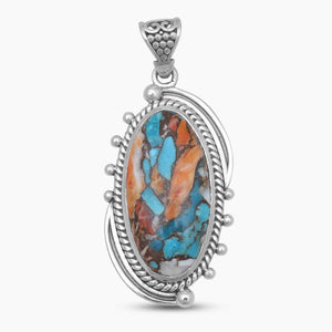 Turquoise Spiny Oyster Silver Pendants