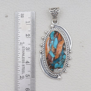 Turquoise Spiny Oyster Silver Pendants