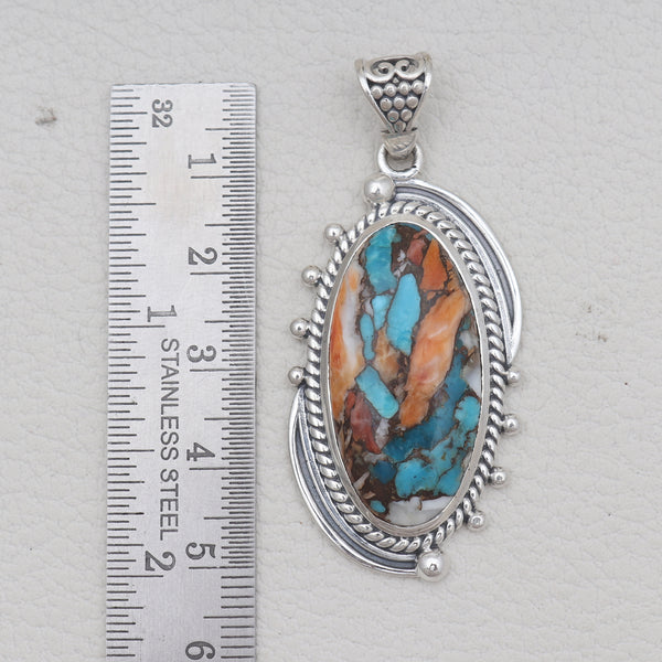 Turquoise Spiny Oyster Silver Pendants