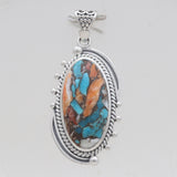 Turquoise Spiny Oyster Silver Pendants