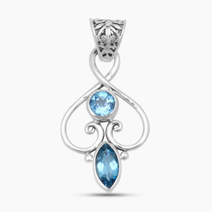 925 Sterling Silver Blue Topaz Pendants