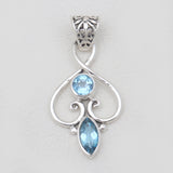 925 Sterling Silver Blue Topaz Pendants