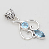 925 Sterling Silver Blue Topaz Pendants