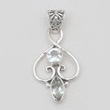 925 Sterling Silver Blue Topaz Pendants