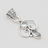 925 Sterling Silver Blue Topaz Pendants