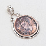 925 Sterling Silver Indian King Coin Pendants