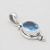 925 Sterling Silver Blue Topaz Pendants