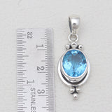 925 Sterling Silver Blue Topaz Pendants