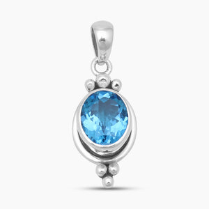 925 Sterling Silver Blue Topaz Pendants
