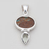 Boulder Turquoise Silver Drop Pendants
