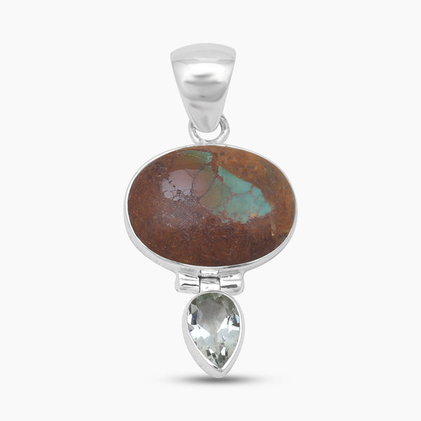 Boulder Turquoise Silver Drop Pendants