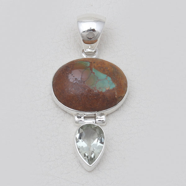 Boulder Turquoise Silver Drop Pendants