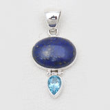Lapis Lazuli & Topaz Silver Pendants