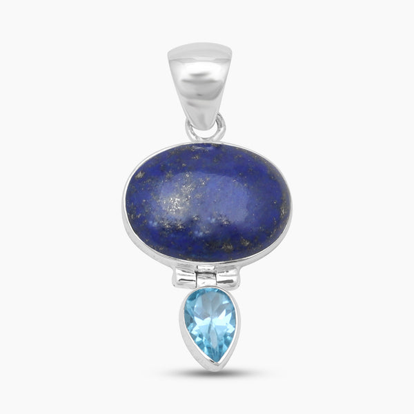 Lapis Lazuli & Topaz Silver Pendants