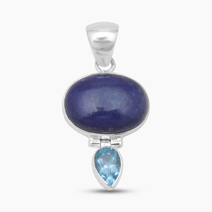 Lapis Lazuli & Topaz Silver Pendants