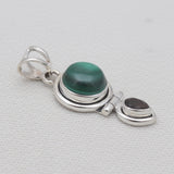 Malachite & Smoky Quartz Silver Pendants