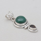 Malachite & Smoky Quartz Silver Pendants