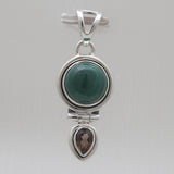 Malachite & Smoky Quartz Silver Pendants