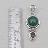 Malachite & Smoky Quartz Silver Pendants