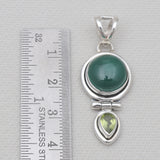 Malachite & Peridot Silver Drop Pendants