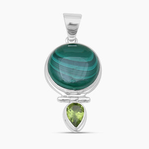 Chrysocolla & Smoky Quartz Silver Pendants