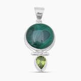 Chrysocolla & Smoky Quartz Silver Pendants
