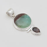 Chrysocolla & Smoky Quartz Silver Pendants