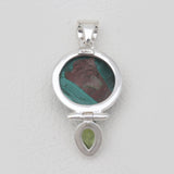 Chrysocolla & Smoky Quartz Silver Pendants