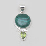 Chrysocolla & Smoky Quartz Silver Pendants