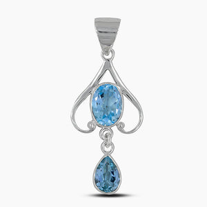 925 Silver Blue Topaz Pendants