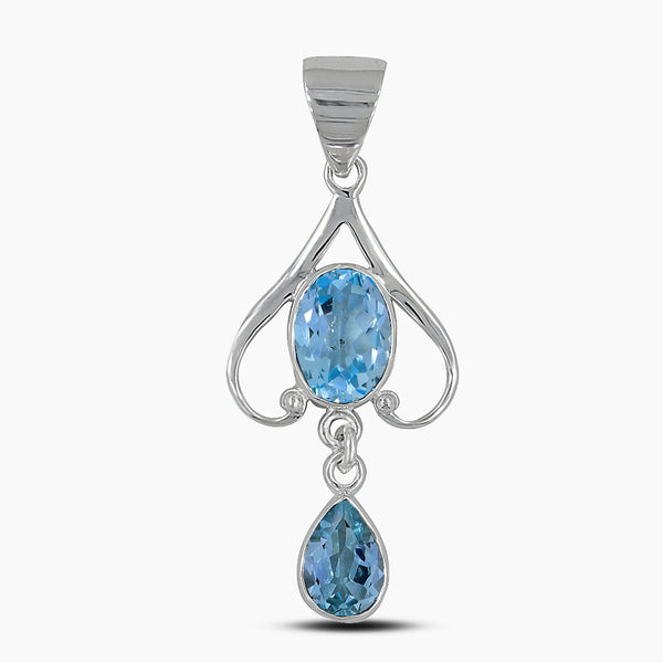 925 Silver Blue Topaz Pendants