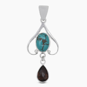 925 Sterling Silver Tibetan Turquoise Pendants
