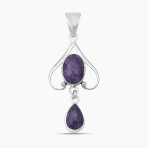 925 Sterling Silver Charoite Pendants