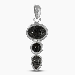 925 Silver Black Rutile Quartz Pendants