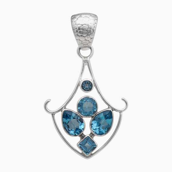 925 Sterling Silver Blue Topaz Pendants