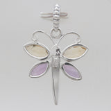 Amethyst & Citrine Dragonfly Silver Pendants