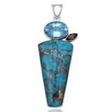 Blue Copper Turquoise Silver Pendant