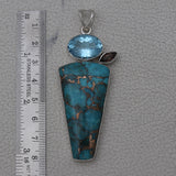 Blue Copper Turquoise Silver Pendant