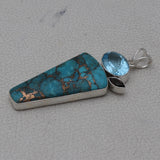 Blue Copper Turquoise Silver Pendant