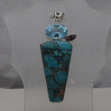 Blue Copper Turquoise Silver Pendant