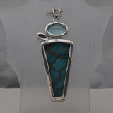 Blue Copper Turquoise Silver Pendant