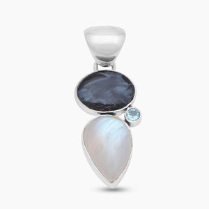 Pietersite & Rainbow Moonstone Silver Pendants