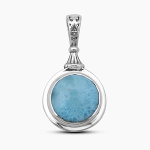 925 Sterling Silver Round Larimar Pendants