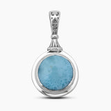 925 Sterling Silver Round Larimar Pendants