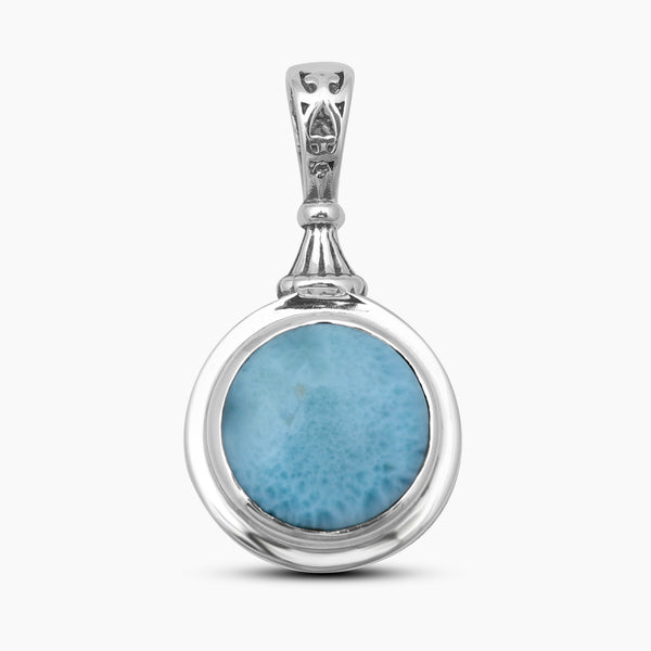 925 Sterling Silver Round Larimar Pendants