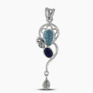 925 Sterling Silver Blue Topaz Pendants
