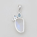 Rainbow Moonstone & Topaz Silver Pendants